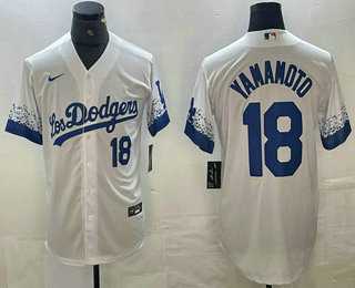 Men%27s Los Angeles Dodgers #18 Yoshinobu Yamamoto Number White 2021 City Connect Cool Base Stitched Jerseys->los angeles dodgers->MLB Jersey